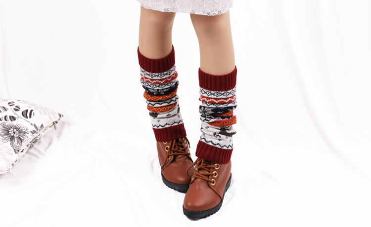 Christmas Knit Leg Warmers Knee Warm Boots Long Crochet Cover Thigh Legwarmers